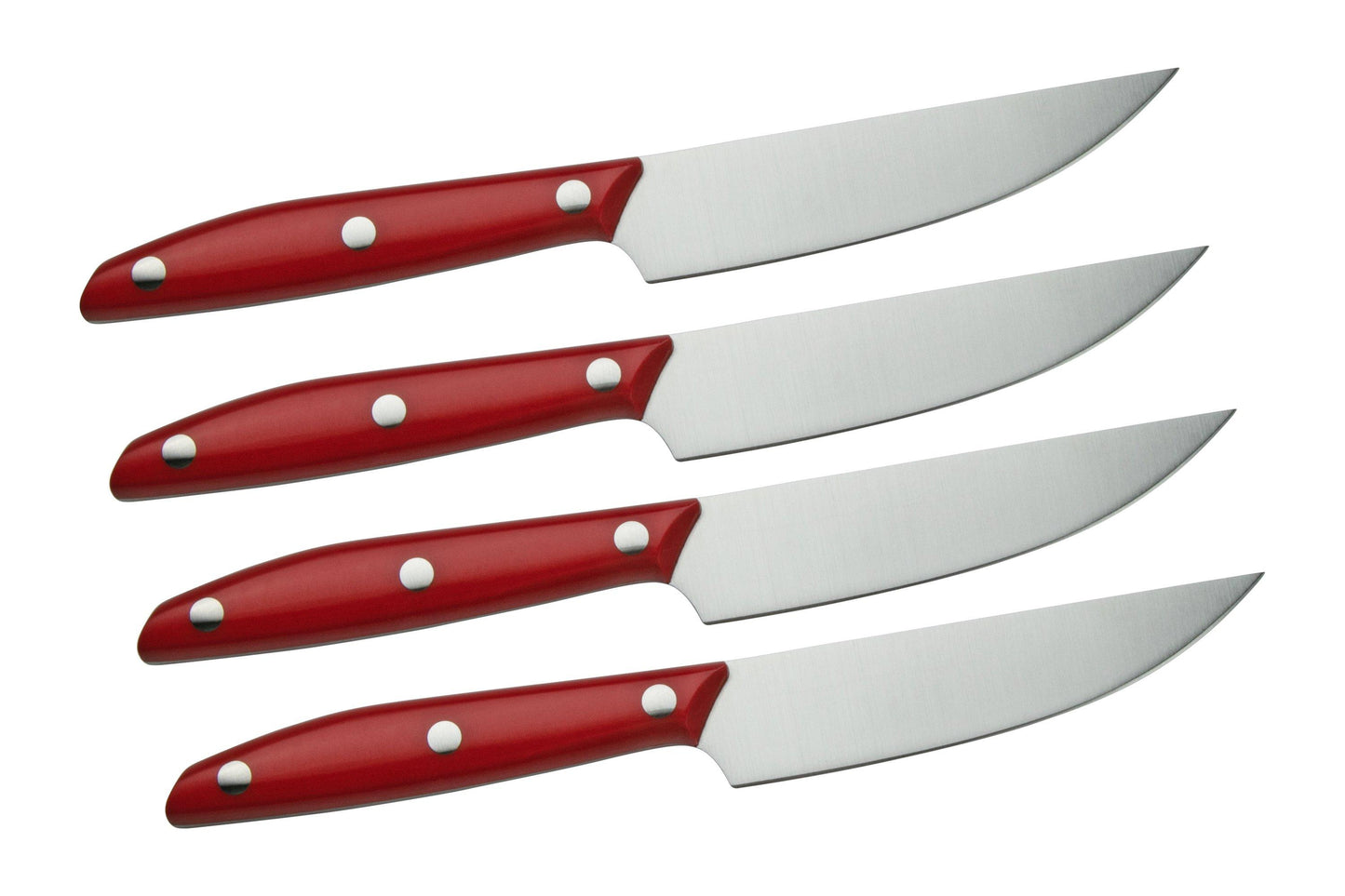 Due Cigni 1896 America Steak Knives with Red POM handles, 4-Piece Set