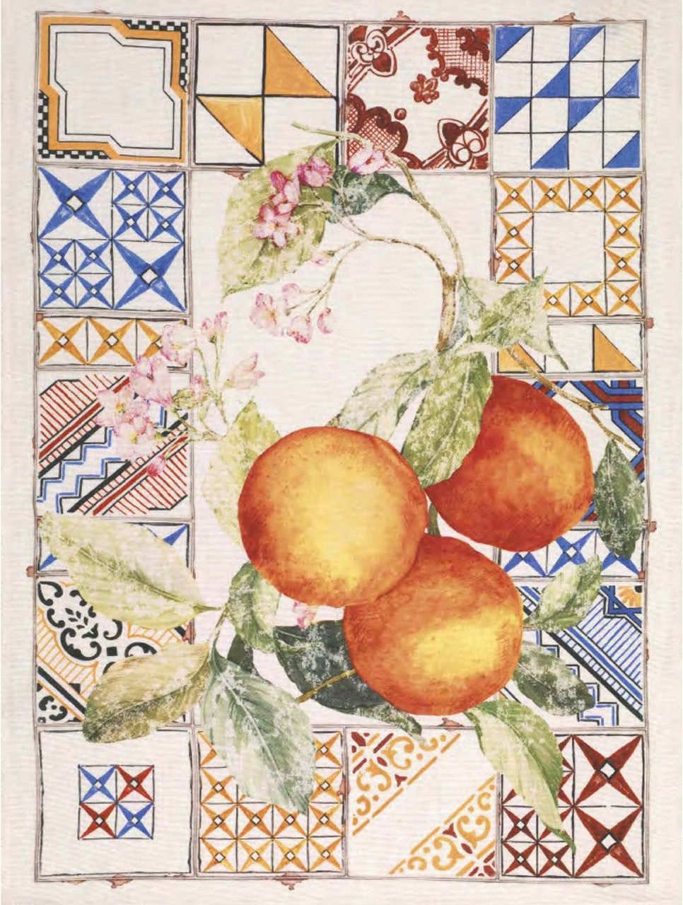 'Azulejos Arancio' Orange Kitchen Towel