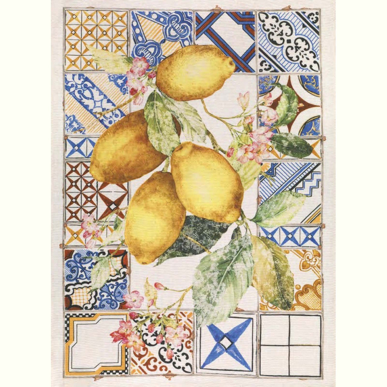 "Azulejos Limone" Linen Towel