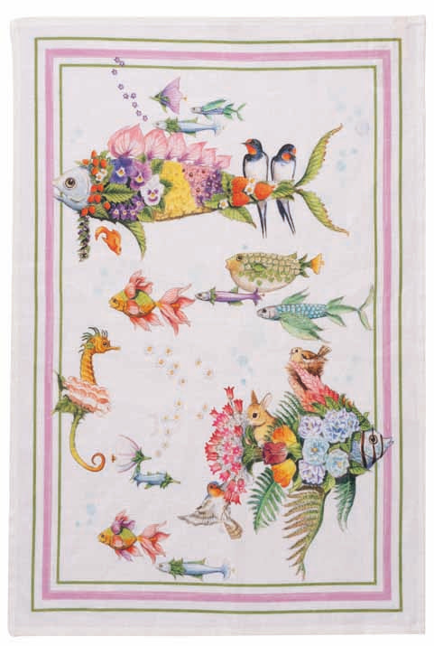Pesciflora Pink Linen Towel