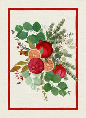 "Garland Glee Red" Linen Towel