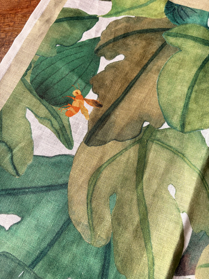 "Ficus Verde" Linen Towel