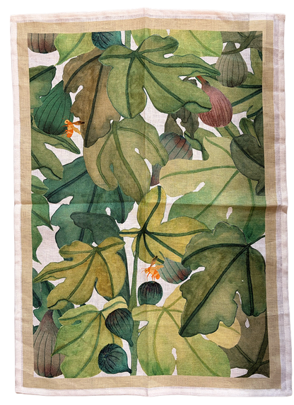 "Ficus Verde" Linen Towel