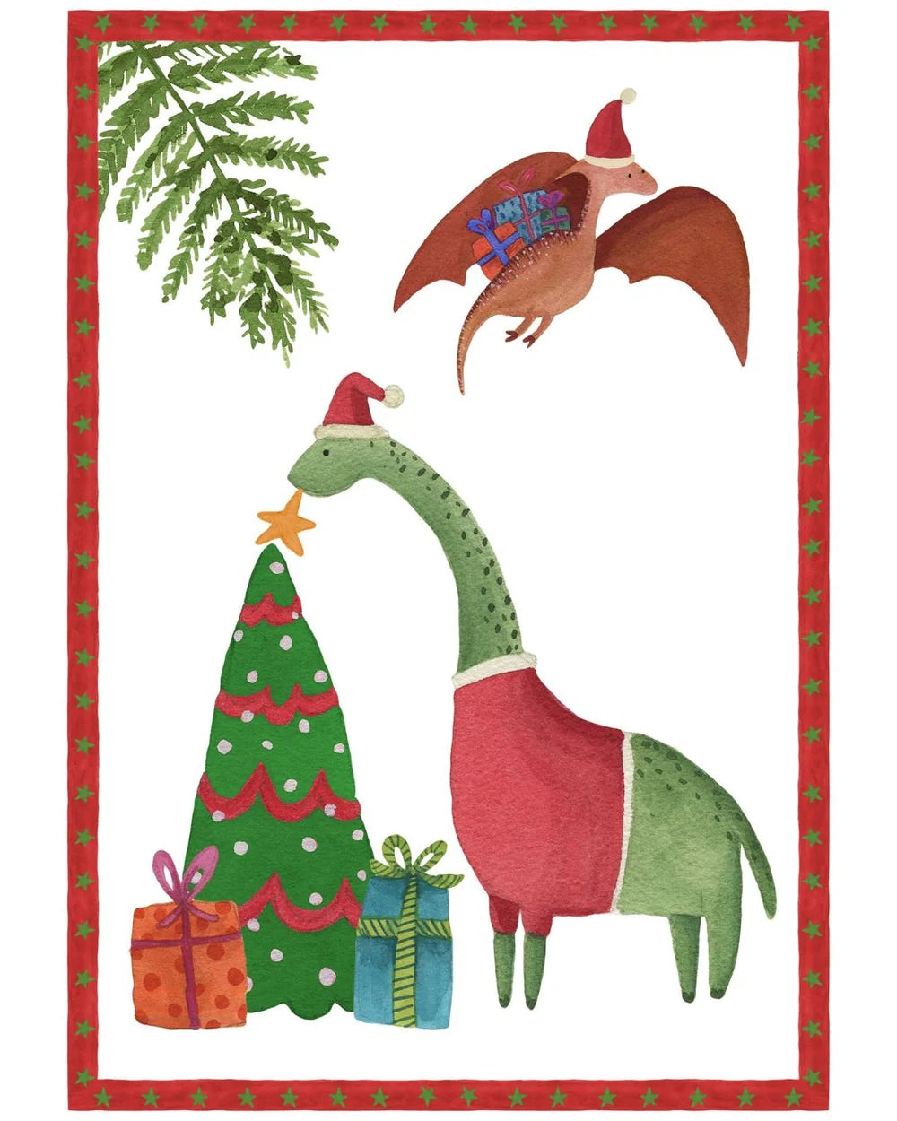 Jurassic Christmas Tree Linen Towel