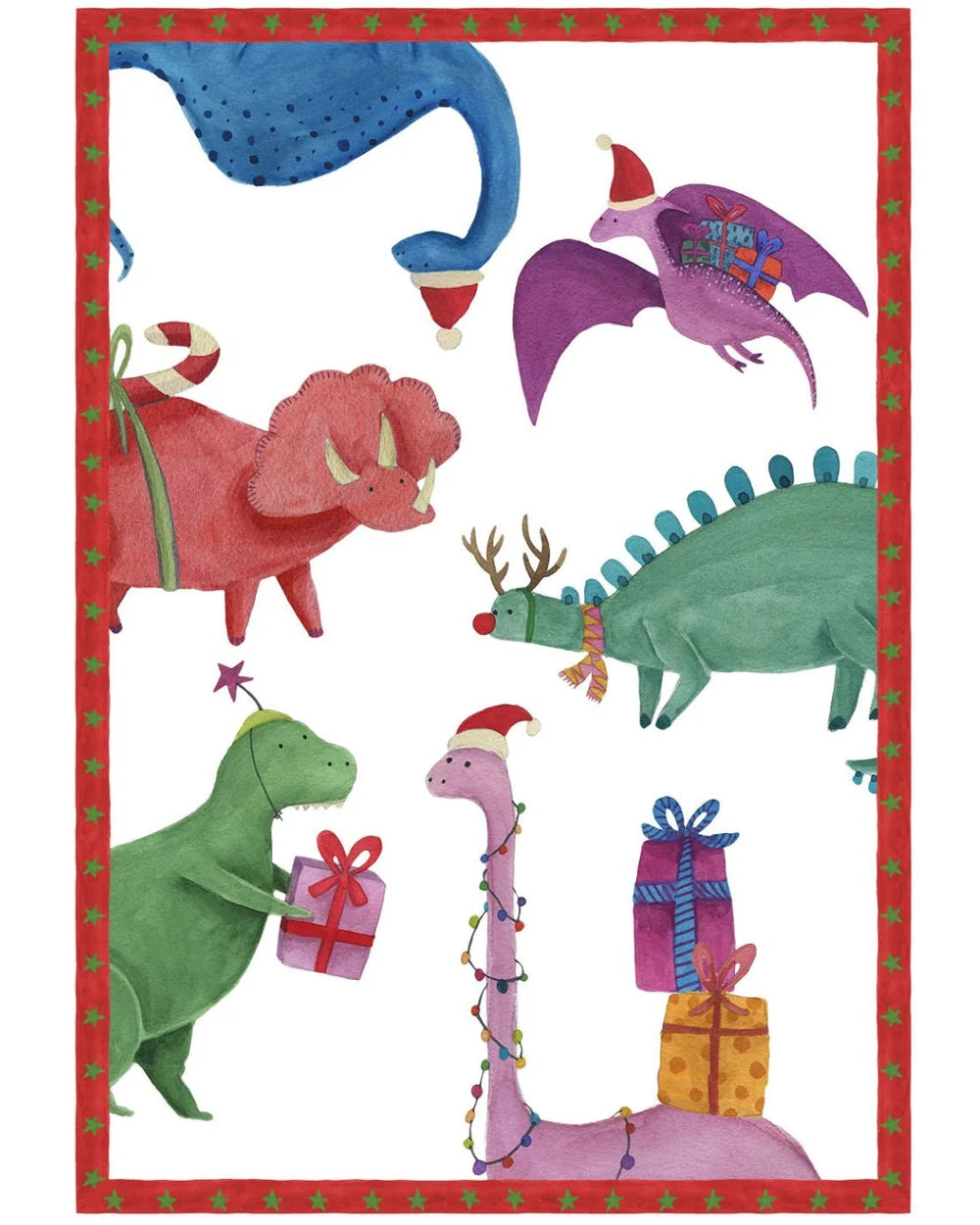 Jurassic Christmas Party Linen Towel