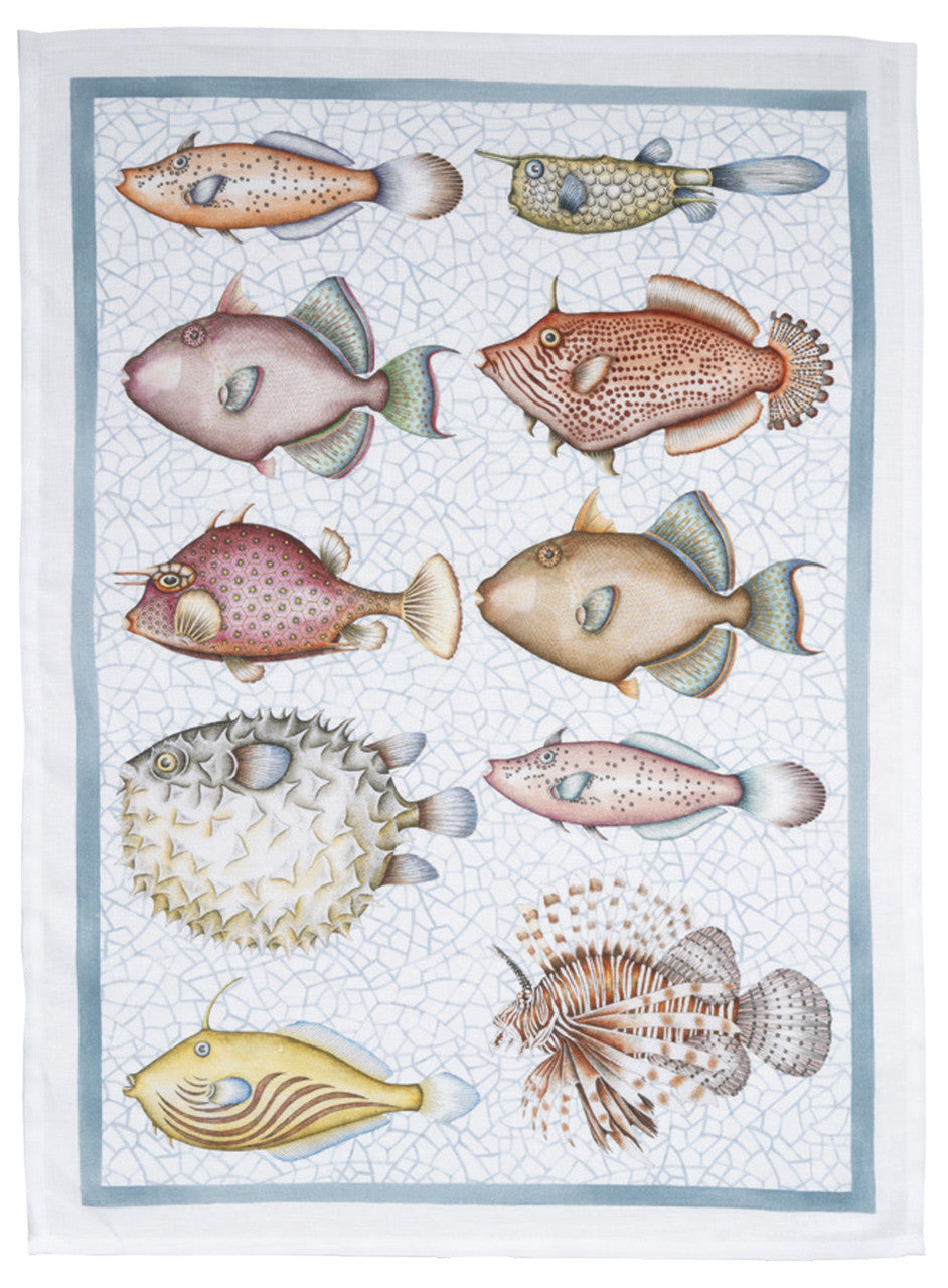 Reef Turchese Linen Towel